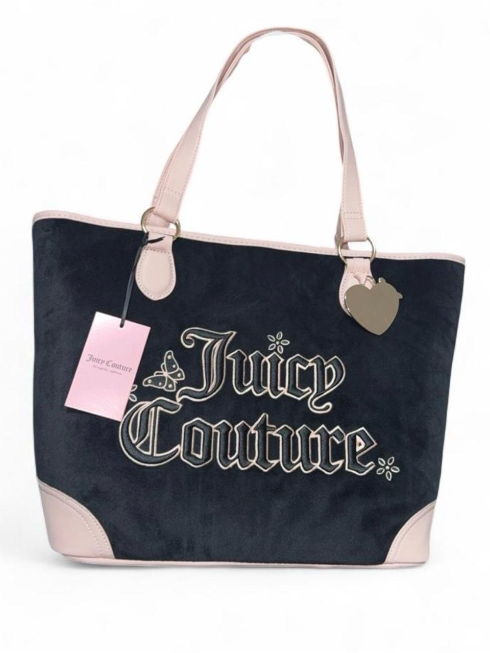 Juicy Couture Black Tote with Light Pink Trim and Handles